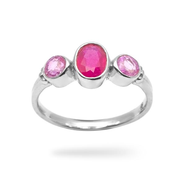 Bague rubis, tourmaline argent Dalila